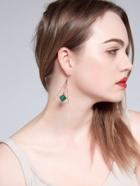 Romwe Open Triangle Turquoise Drop Earrings