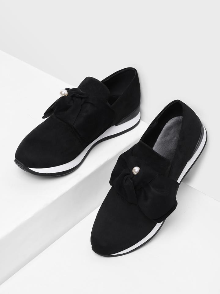 Romwe Bow Decorated Low Top Sneakers