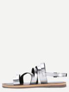 Romwe Silver Caged Faux Leather Sandals