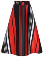 Romwe Vertical Striped Flare Skirt