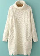 Romwe High Neck Loose Patterned Knit Sweater