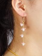 Romwe Pink Flower Drop Pendant Earrings Female
