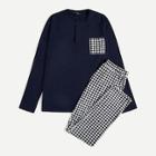 Romwe Guys Pocket Patched Tee & Gingham Pants Pj Set