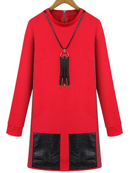Romwe Patch Pockets Zipper Straight Dress
