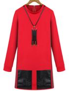 Romwe Patch Pockets Zipper Straight Dress