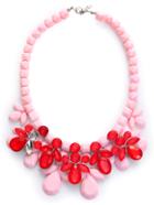 Romwe Pink Faux Stone Water Drop Pendant Statement Necklace