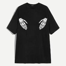 Romwe Guys Skeleton Hand Print T-shirt