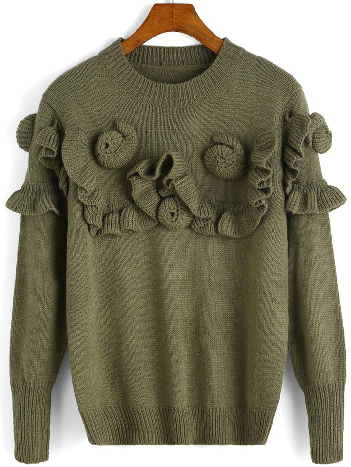 Romwe Rose Fungus Embellished Sweater
