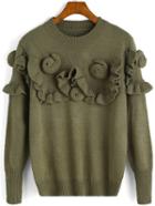 Romwe Rose Fungus Embellished Sweater