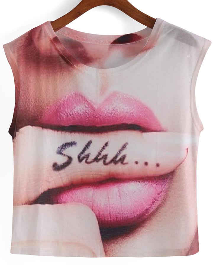 Romwe Lip Print Tank Top