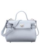 Romwe Turnlock Flap Top Grey Handle Bag