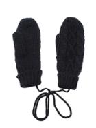 Romwe Black Cable Textured Knit Mittens