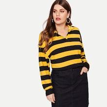 Romwe Plus Two-tone Drop Shoulder Pullover