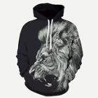 Romwe Guys 3d Lion Print Hooded Sweatshirt