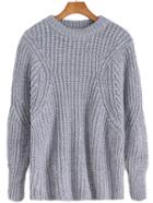Romwe Round Neck Chunky Knit Grey Sweater