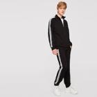 Romwe Guys Zip Up Striped Tape Jacket & Pants Set