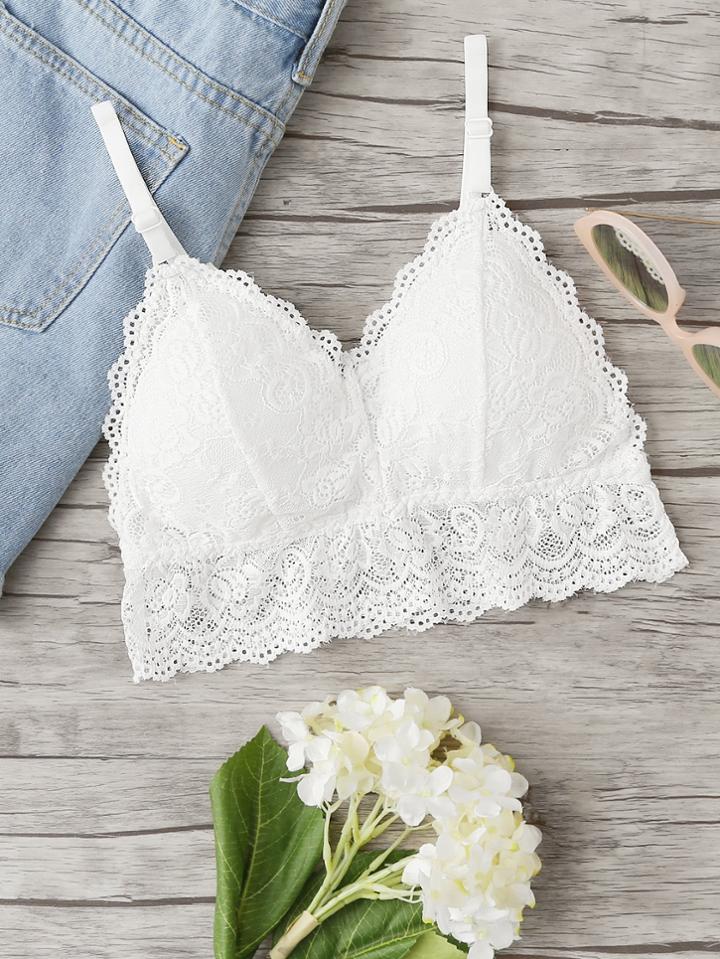 Romwe Criss Cross Back Lace Cami Top