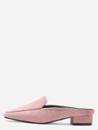 Romwe Pink Suede Square Toe Block Heel Loafers