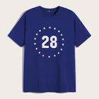 Romwe Guys Number And Star Print Tee
