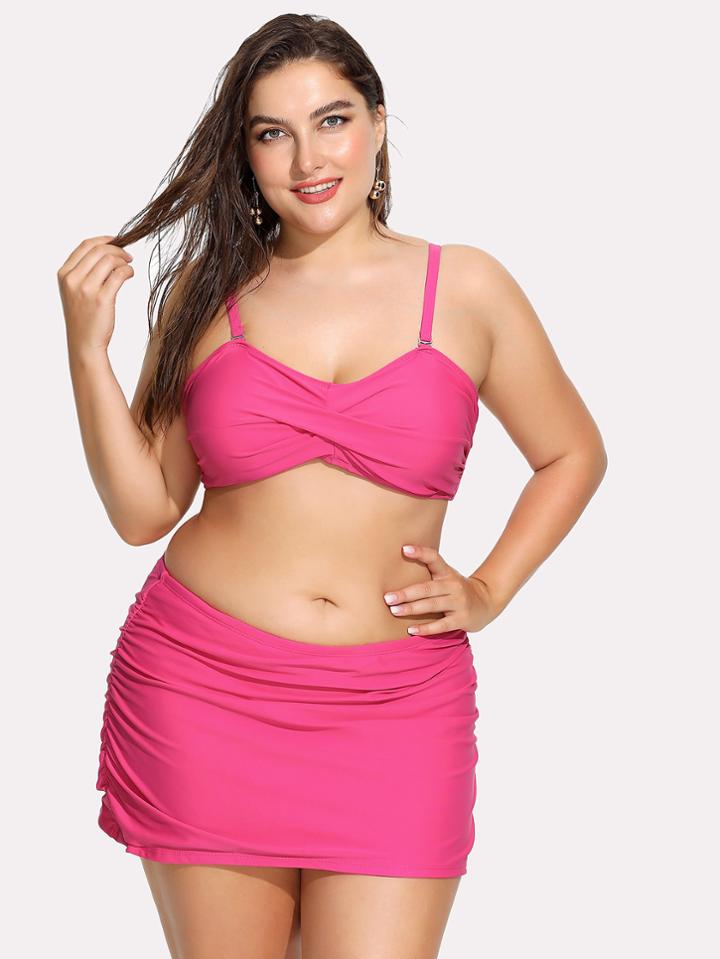 Romwe Ruched Side Bikini Set