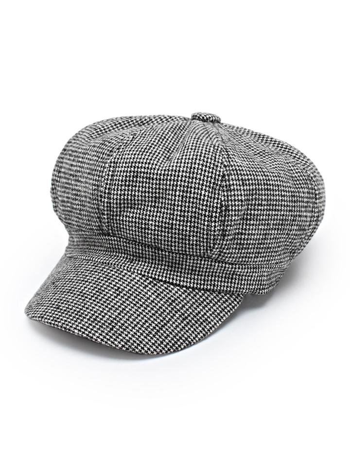 Romwe Houndstooth Bakerboy Cap