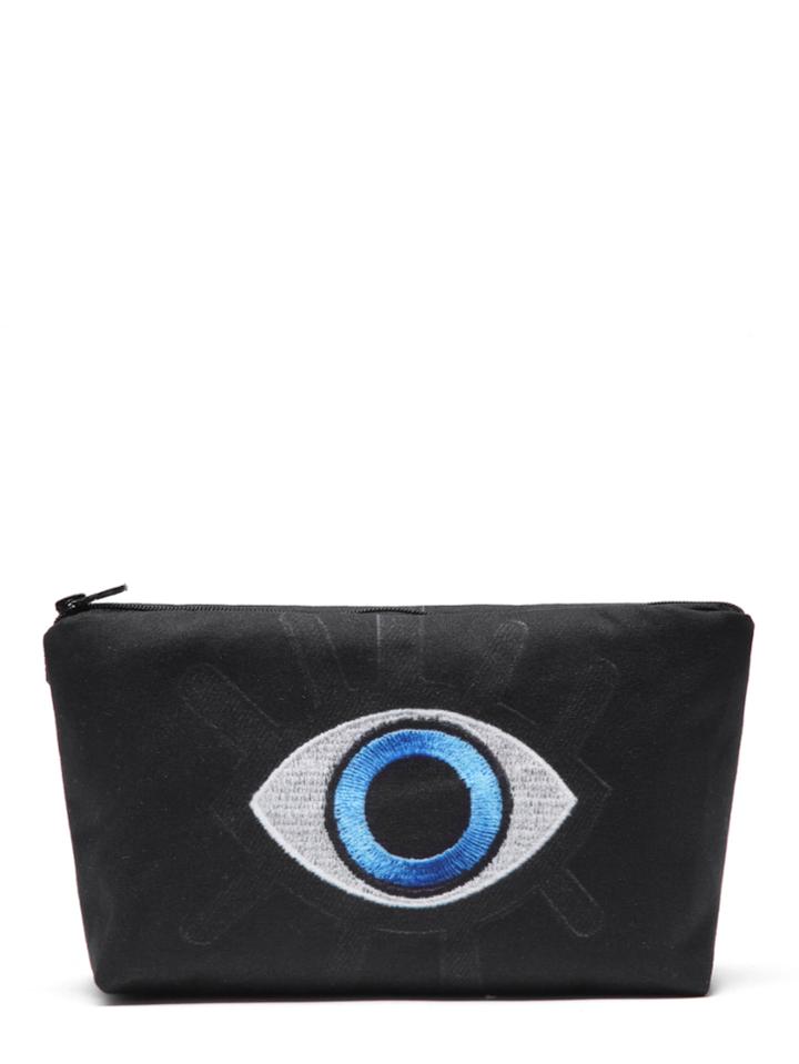 Romwe Contrast Embroidered Eye Makeup Bag