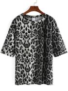 Romwe Leopard Grey T-shirt