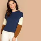 Romwe Color-block Sleeve Sweatshirt