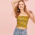 Romwe Ditsy Floral Print Bandeau Top