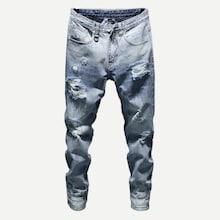 Romwe Men Ripped Detail Wash Jeans