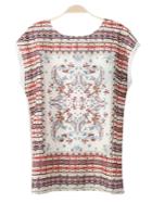 Romwe Multicolor Tie Back Short Sleeve Print T-shirt