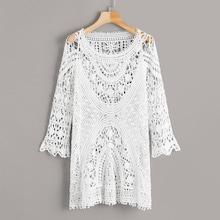 Romwe Crochet Sheer Cover Up