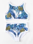 Romwe Pineapple Print Racerback Bikini Set