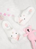 Romwe Rabbit Design Flat Slippers With Bow