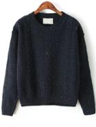 Romwe Classical Cable Knit Navy Sweater
