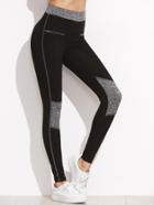 Romwe Color Block Leggings With Zip Detail