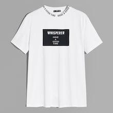 Romwe Guys Letter Print Neck Graphic Tee
