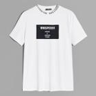Romwe Guys Letter Print Neck Graphic Tee