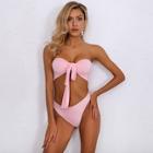 Romwe Joyfunear Tie Front Top & High Cut Bikini