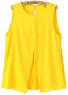 Romwe Yellow Round Neck Pleated Loose Tank Top