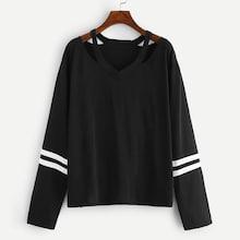 Romwe Plus Varsity Sleeve Tee