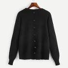 Romwe Single Breasted Back Solid Jumper