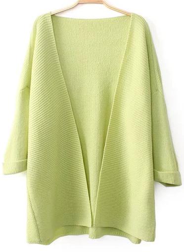 Romwe Yellow Long Sleeve Loose Knit Cardigan
