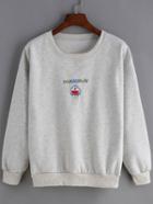 Romwe Round Neck Cartoon Embroidered Sweatshirt