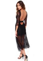 Romwe Backless Lace Sheer Mesh Dress