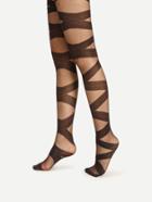 Romwe Criss Cross Bandage Pattern Tights