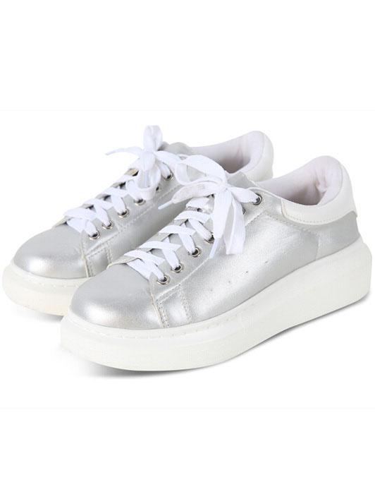 Romwe Silver Thick-soled Casual Flats