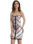 Romwe Color-block Zipper Back Bandeau Dress