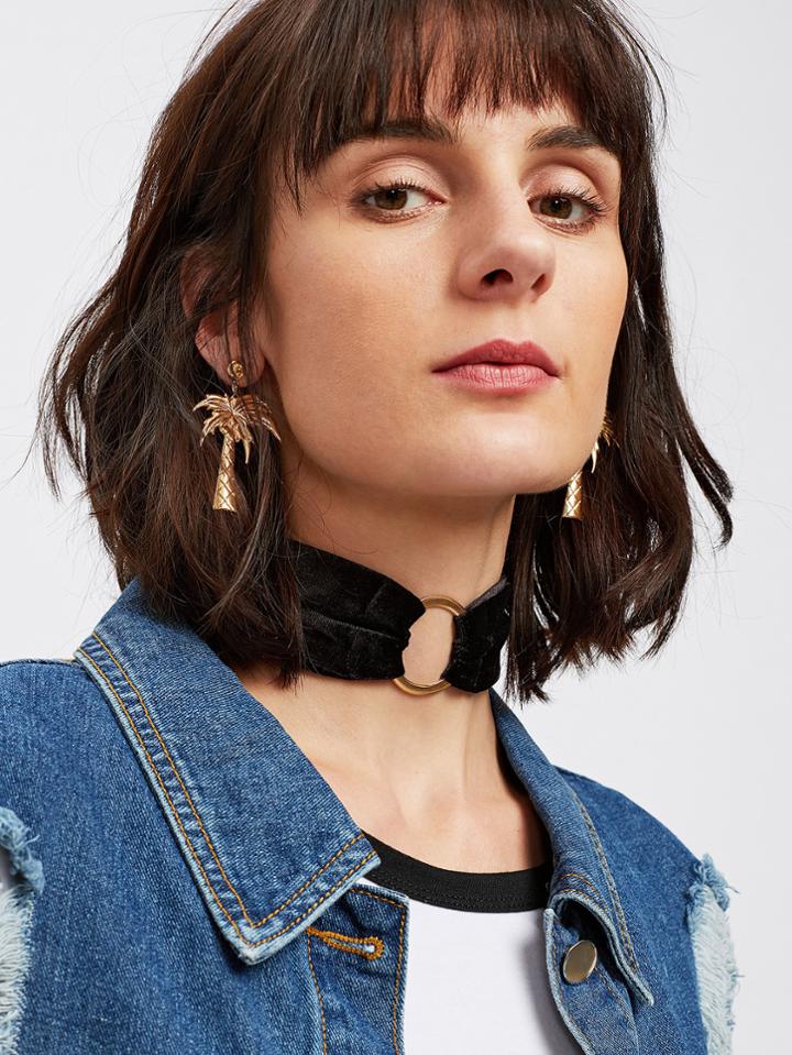 Romwe O Ring Choker Skinny Scarf