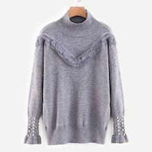 Romwe Contrast Faux Fur Sweater